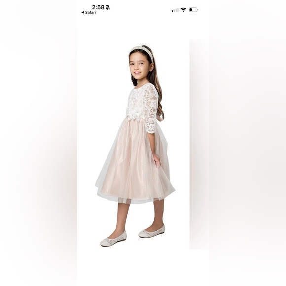 Other - Sweet Kids Lace Overlay Dress Peach and Cream- size 8
